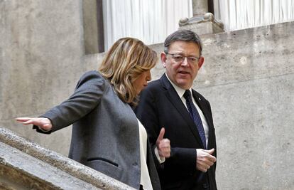 Susana D&iacute;az y Ximo Puig hoy en el Palau de la Generalitat. 