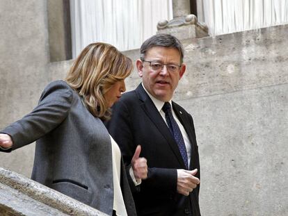 Susana D&iacute;az y Ximo Puig hoy en el Palau de la Generalitat. 