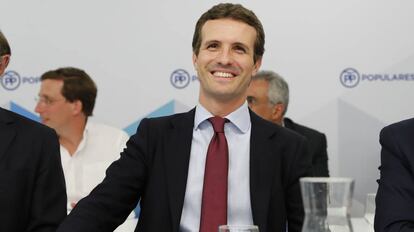 Pablo Casado preside la junta directiva del PP de la Comunidad de Madrid.