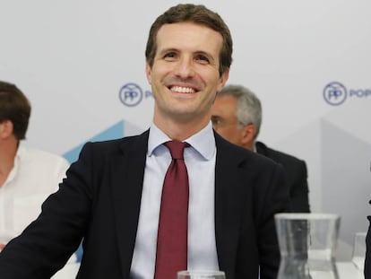 Pablo Casado preside la junta directiva del PP de la Comunidad de Madrid.