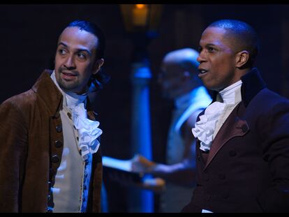 Lin-Manuel Miranda y Leslie Odom Jr. en 'Hamilton'.