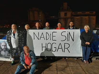 Protesta de usuarios de la Acampada contra la Pobreza el pasado octubre.