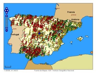 Una imagen de la página web del mapa de fosas en el portal del Ministerio de Justicia.