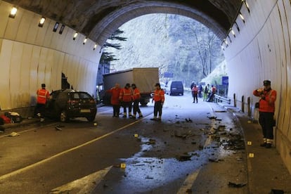 Accidente ocurrido en el túnel de la N-634 en Eibar.