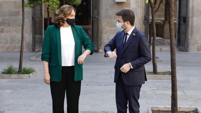 La alcaldesa de Barcelona, Ada Colau (izq.) yel president de la Generalitat, Pere Aragonès (der.), en una imagen de archivo