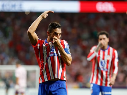 El centrocampista del Atlético Koke celebra el segundo gol ante el Girona este domingo.