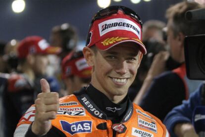 Casey Stoner, ayer tras conseguir la <i>pole</i> en Losail.