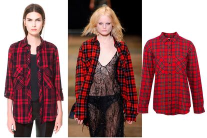La camisa de cuadros rojos es una prenda que podéis encontrar en todas las tiendas. En este caso, la de la izquierda la firma Zara (29,95 euros) y la de la derecha Mango (25,99 euros)