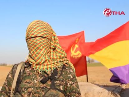 Spanish volunteer Paco Arcadio in an image taken from a video recorded in Serekaniye (Syria) in January by an agency close to the Kurdish militias.