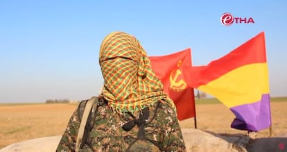 Spanish volunteer Paco Arcadio in an image taken from a video recorded in Serekaniye (Syria) in January by an agency close to the Kurdish militias.