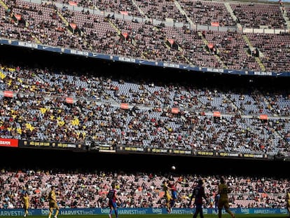 Vista del Camp Nou en el partit del Barça contra el Llevant, el passat 26 de setembre.