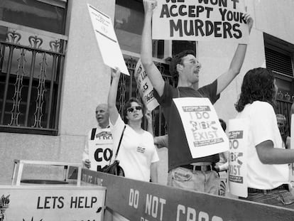 David Wojnarowicz, pictured at a demonstration to demand rights for AIDS patients in New York City, in 1988.