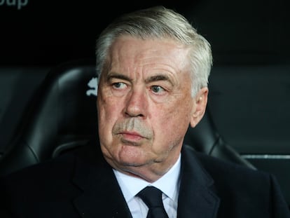 Carlo Ancelotti, el sábado en el estadio de Mestalla, durante el partido entre el Valencia y el Real Madrid.