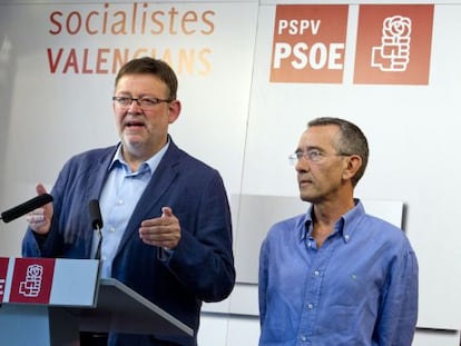 El secretario general del PSPV, Ximo Puig, y el portavoz parlamentario, Antonio Torres.