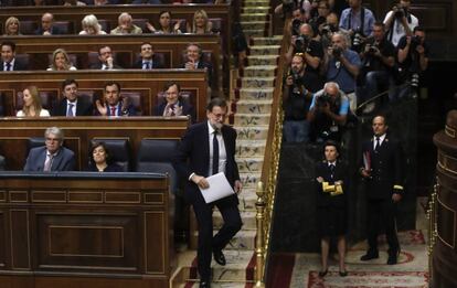 Mariano Rajoy se dispone a intervenir en el Congreso. 