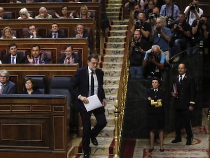 Mariano Rajoy se dispone a intervenir en el Congreso. 