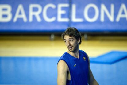 Pau Gasol, durante su primer entrenamiento.