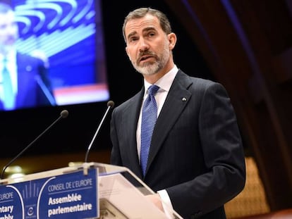 Felipe VI durante su intervenci&oacute;n en la Asamblea del Consejo de Europa. 