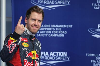 Sebastian Vettel celebra la 'pole'