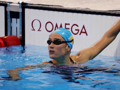 Mireia tras finalizar la final de los 800 metros libres.