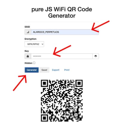 Crea un código QR de tu contraseña wifi.