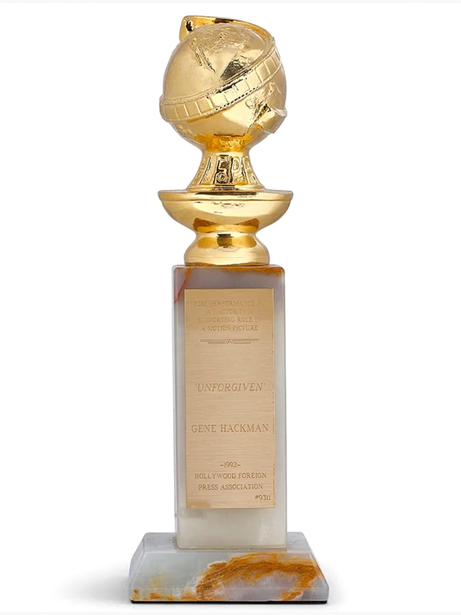 La vida de Gene Hackman, a la venta: salen a subasta sus Globos de Oro, sus relojes y obras de Rodin o Kandinsky 2 Globo de Oro de Hackman a 'Mejor interpretación' por 'Unforgiven' en 1992.