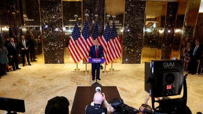 Donald Trump, durante una rueda de prensa en Nueva York un día después de ser declarado culpable en el 'caso Stormy Daniels'.