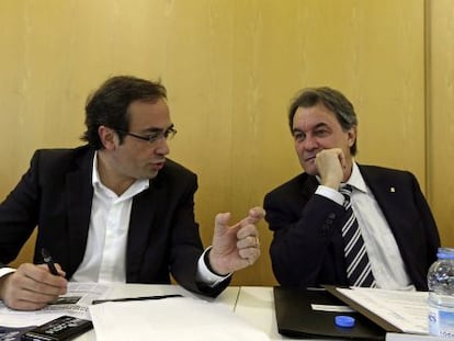 El president Mas amb el coordinador de CDC, Josep Rull