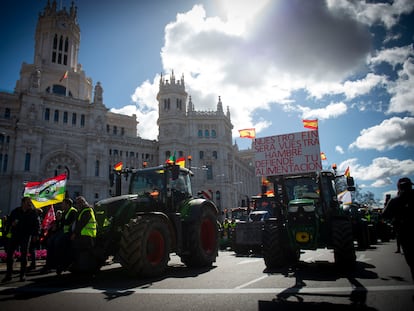 Manifestación de agricultores por el centro de Madrid el pasado lunes.