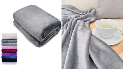Esta manta extra suave para sofá está confeccionada totalmente en poliéster.