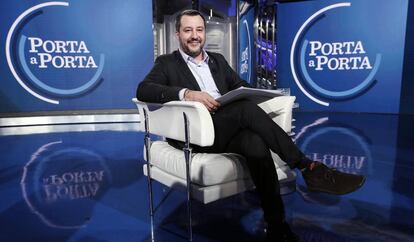 Matteo Salvini, en el programa 'Porta a Porta', donde el jueves respondió a Claudio Baglioni.
