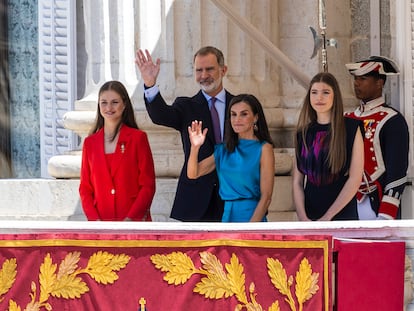 La princesa de Asturias, el rey Felipe VI, la reina Letizia, y la infanta Sofía, este miércoles.