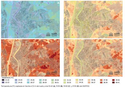 Teledetección por satélite de la temperatura en Sevilla. / AYUNTAMIENTO SEVILLA