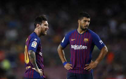 Messi y Luis Suárez, en el último partido del Barcelona.