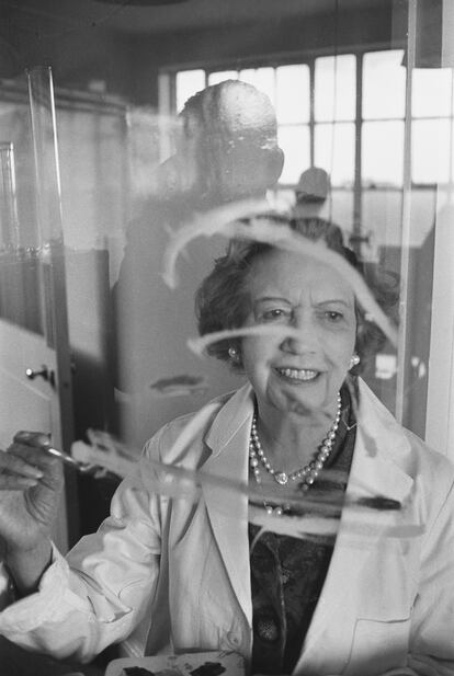 Elizabeth Arden, en su laboratorio en 1965.