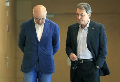 Duran Lleida i Mas en l'acte de proclamació de Xavier Trias com a candidat per a les municipals del 2015, a finals del 2014.