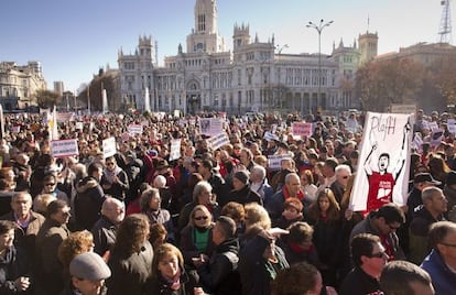 Una manifestación de afectados por la hepatitis C en Madrid, en 2015.