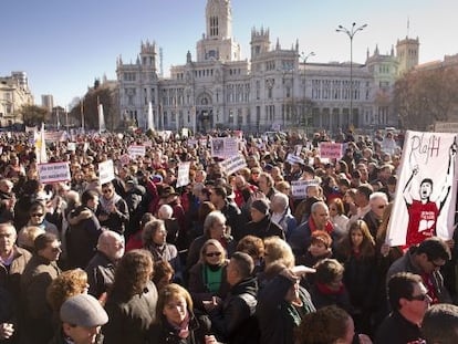 Una manifestación de afectados por la hepatitis C en Madrid, en 2015.