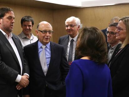 Junqueras, Montoro y Santamaría, en el último Consejo de Política Fiscal y Financiera.