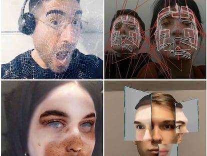 De izquierda a derecha y de arriba a abajo, los filtros de Instagram para Finding Art de Solimán López, Pau Jiménez y Raquel Villa, Lola Zoido y Filip Custic