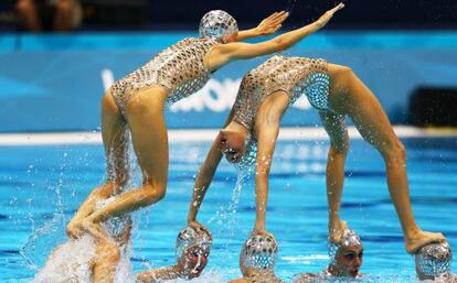 El equipo español, durante el ejercicio final.