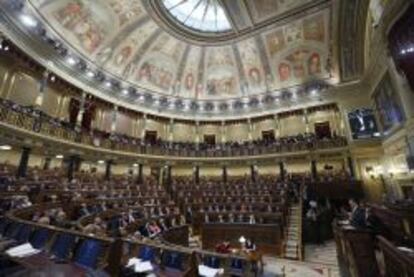 Vista general de hemiciclo del Congreso de los Diputados durante la intervenci&oacute;n del presidente del Gobierno, Mariano Rajoy.