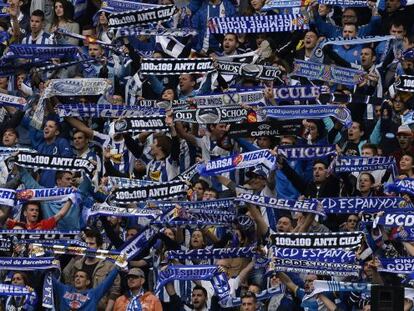 Aficionados del Espanyol en el derbi.