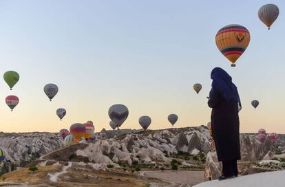 Globos aerostticos sobrevuelan la ciudad turca de Nevsehir.