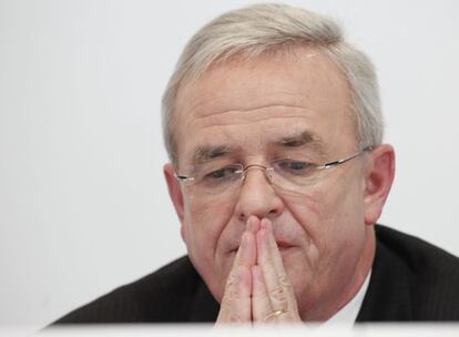 El presidente de Volkswagen, Martin Winterkorn, en una rueda de prensa en Stuttgart (Alemania).