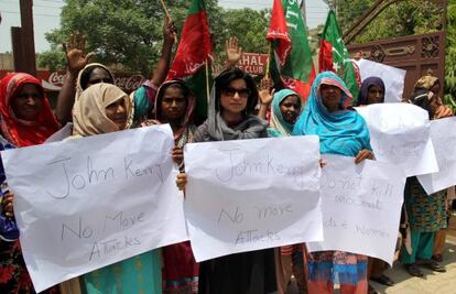 Protesta este jueves en pakistán contra los ataques de EEUU con drones.