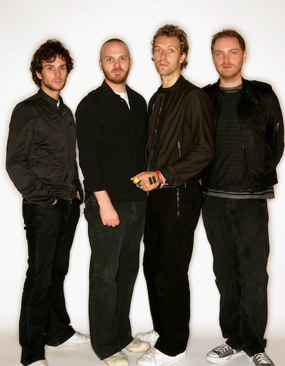 Guy Berryman, Will Champion, Chris Martin y Jonny Buckland, de Coldplay, en Lisboa en el año 2005.