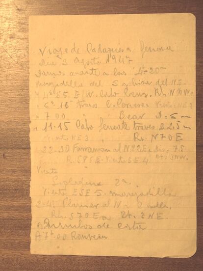 Primera página del diario de a bordo del capitán del trayecto Cadaqués-Génova.