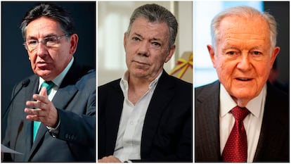 Néstor Humberto Martínez, Juan Manuel Santos y Luis Carlos Sarmiento Angulo.