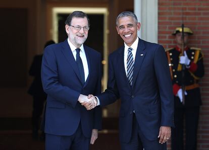 El presidente del Gobierno, Mariano Rajoy (i), junto al presidente de los EEUU, Barack Obama (d).